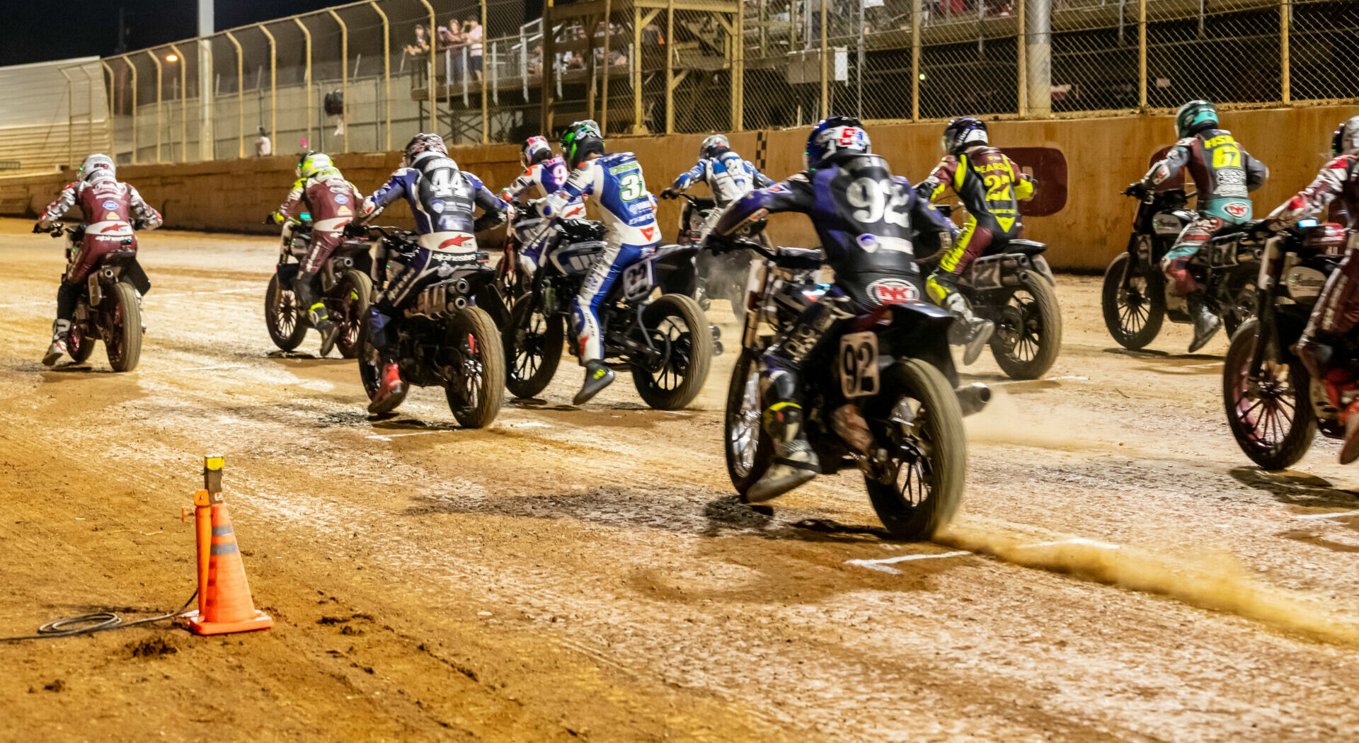 The start of the AFT Mission SuperTwins Main Event at the Port Royal Half-Mile. Photo by Tim Lester, courtesy AFT.