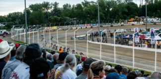 Fans in the stands at an American Flat Track (AFT) event at Black Hills Speedway in 2022. Photo by Tim Lester, courtesy AFT.