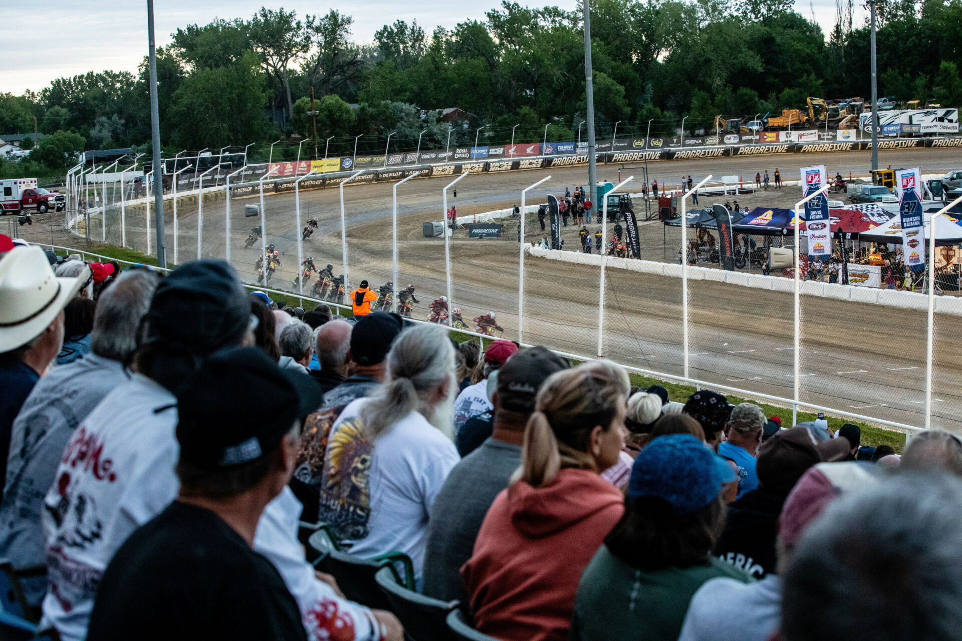 Fans in the stands at an American Flat Track (AFT) event at Black Hills Speedway in 2022. Photo by Tim Lester, courtesy AFT.