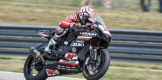 Tyler Scott (70) continues his podium stand with his eighth of the season in Race Two at Pittsburgh. Photo by Brian J. Nelson, courtesy Suzuki Motor USA, LLC.