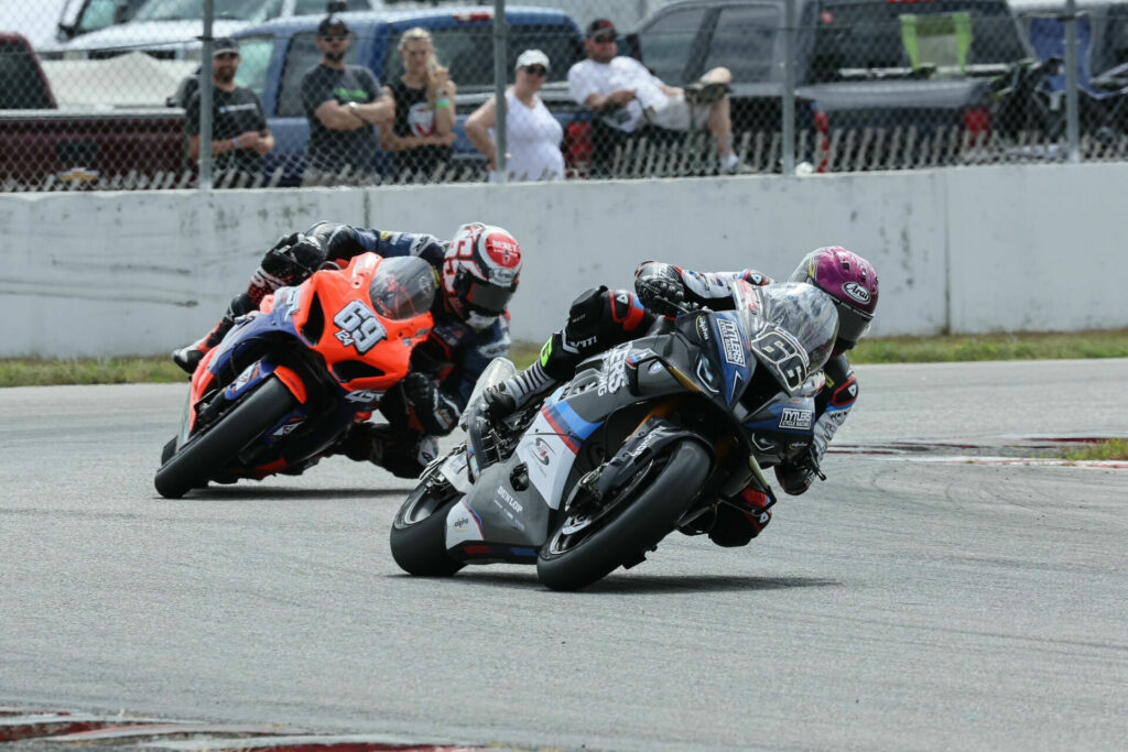 PJ Jacobsen (66) leading Hayden Gillim (69) at Brainerd. Photo courtesy Tytlers Cycle Racing.