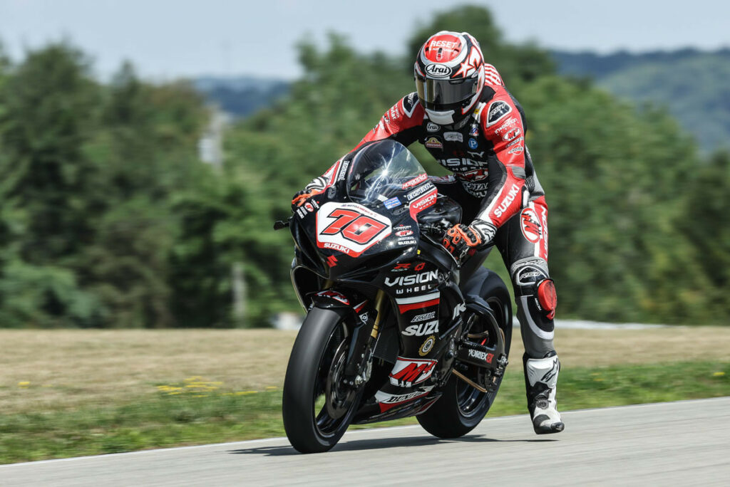 Add another podium for Tyler Scott (70) in Supersport Race 1 at Pittsburg. Photo courtesy Suzuki Motor USA, LLC.