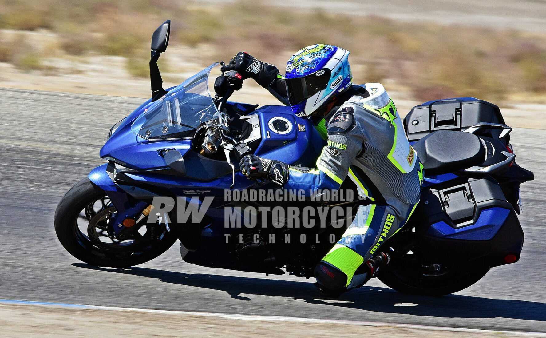 Racer Jeremy Toye and the GSX-S1000GT+ on track at Buttonwillow Raceway Park. Photo by Michael Gougis.