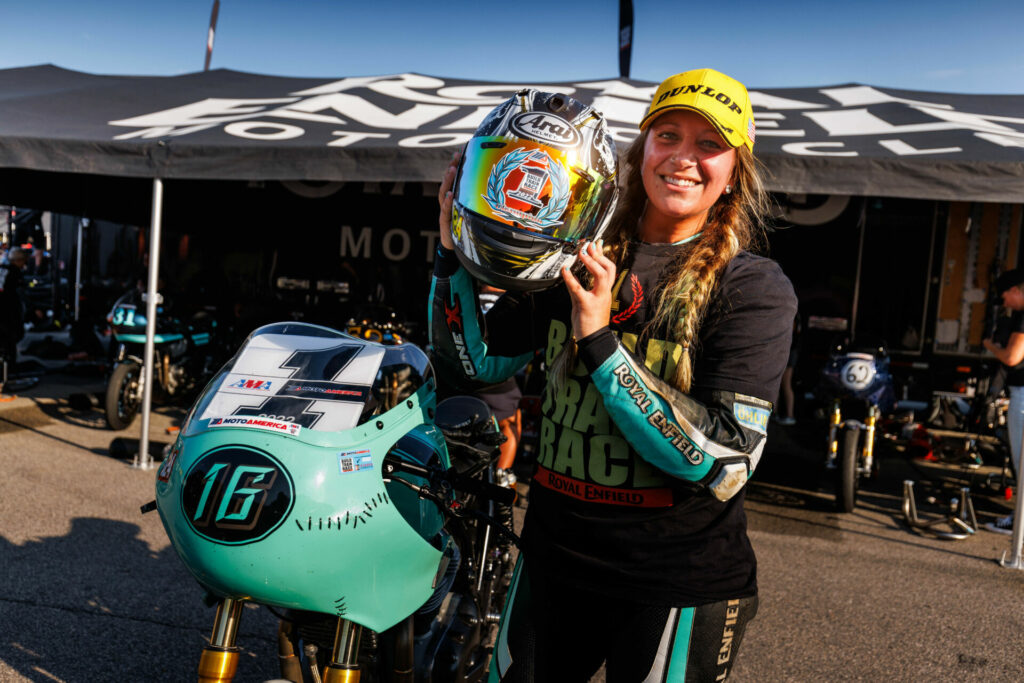 Kayleigh Buyck, the 2022 Royal Enfield Build. Train. Race. road race Champion. Photo courtesy Royal Enfield North America.