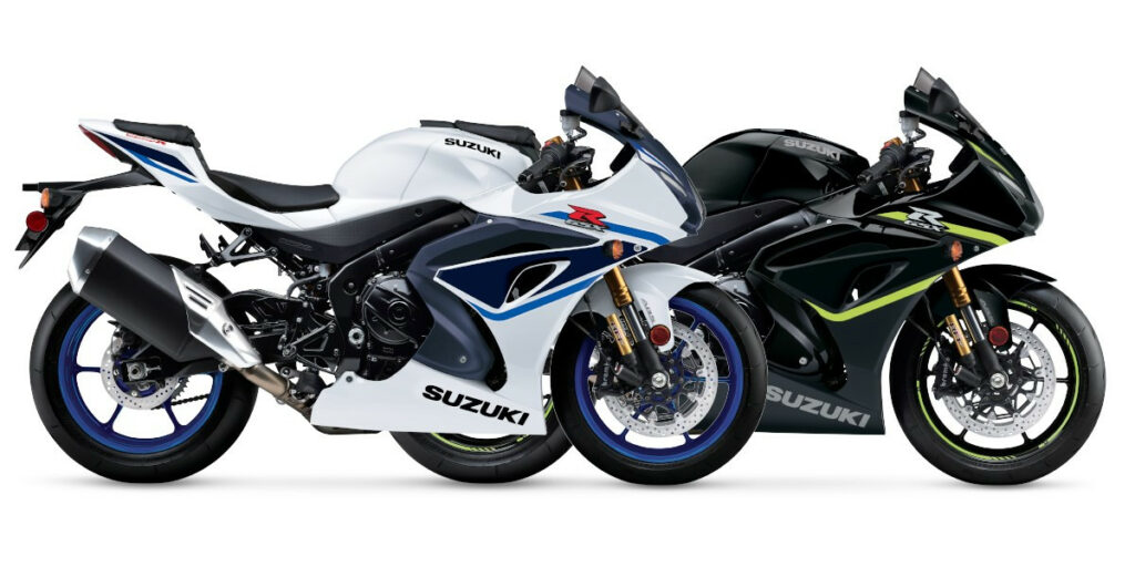 2023 Suzuki GSX-R1000Rs in Metallic Matte Black and Glass Sparkle Black. Photo courtesy Suzuki Motor USA, LLC.