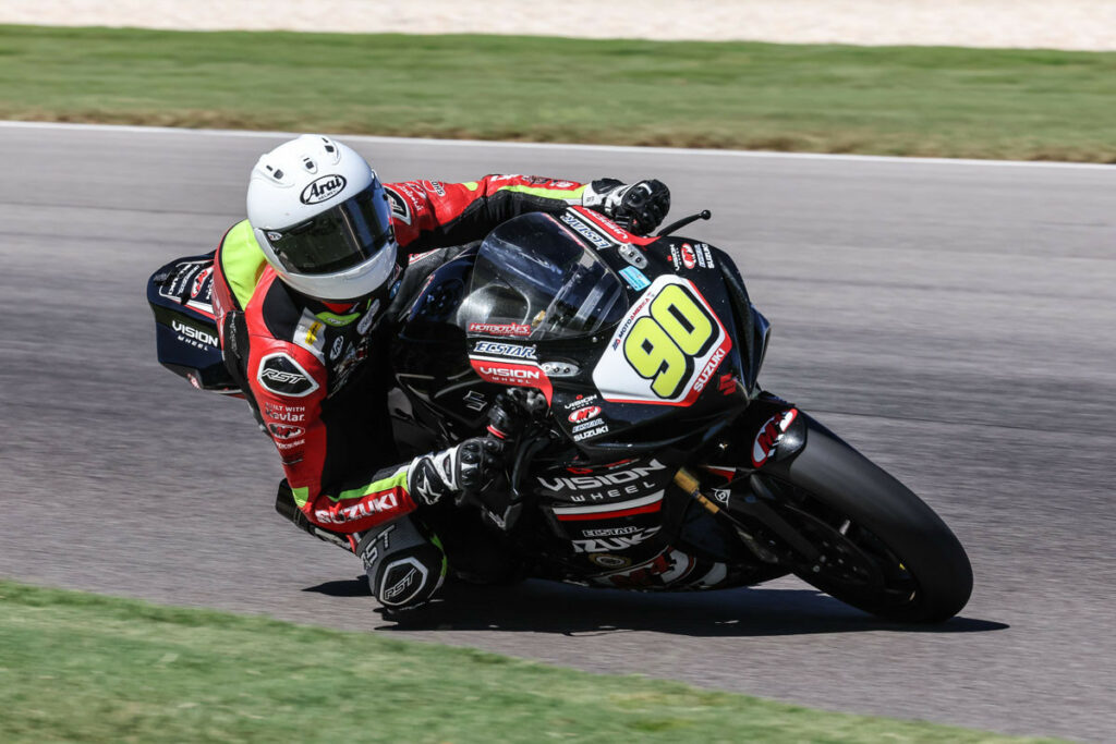 Liam Grant (90) had a challenging Race Two, but gained plenty of experience in his rookie Supersport season.