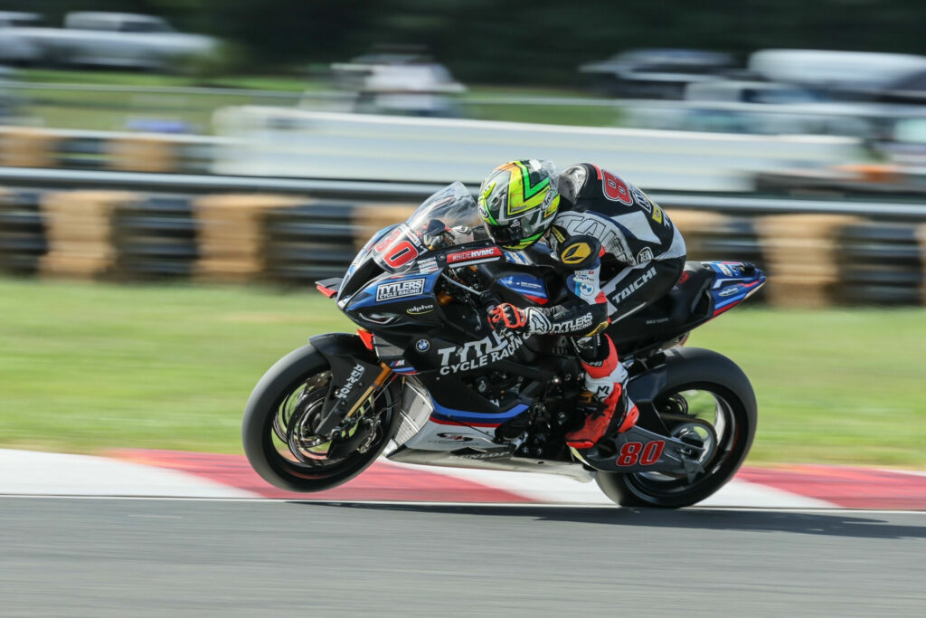 Hector Barbera (80). Photo by Brian J. Nelson, courtesy Tytlers Cycle Racing.