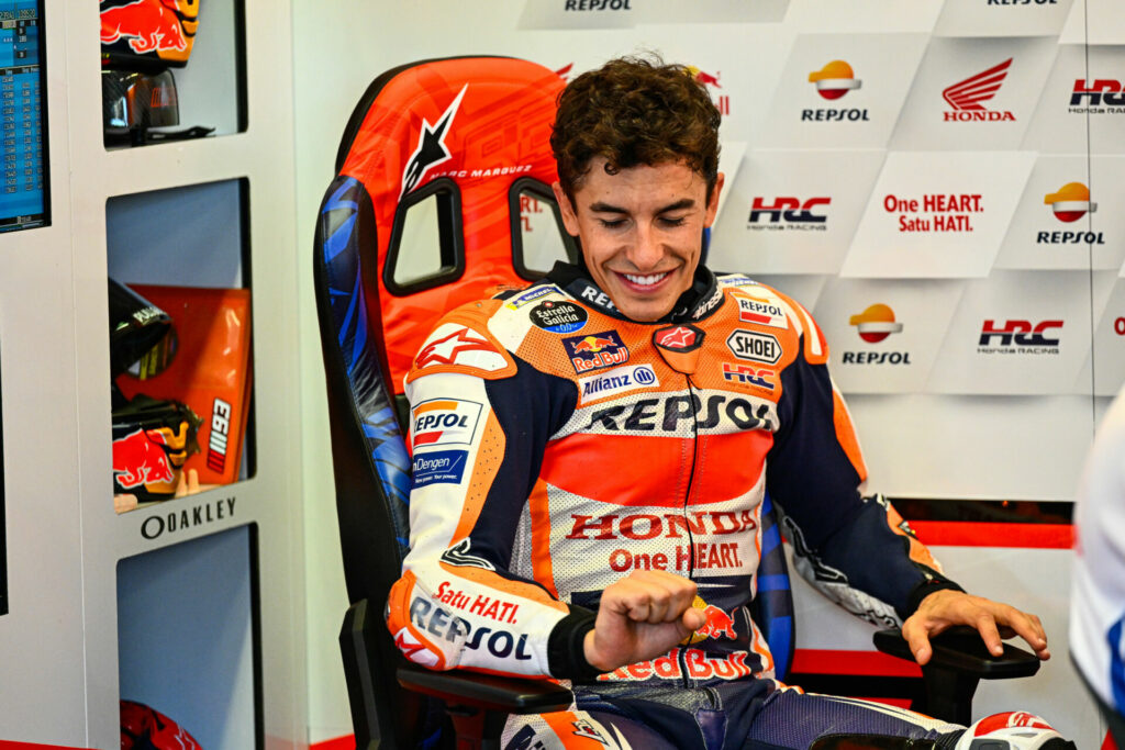 Marc Marquez was positive about his first time back on a MotoGP bike in months. Photo courtesy Dorna.