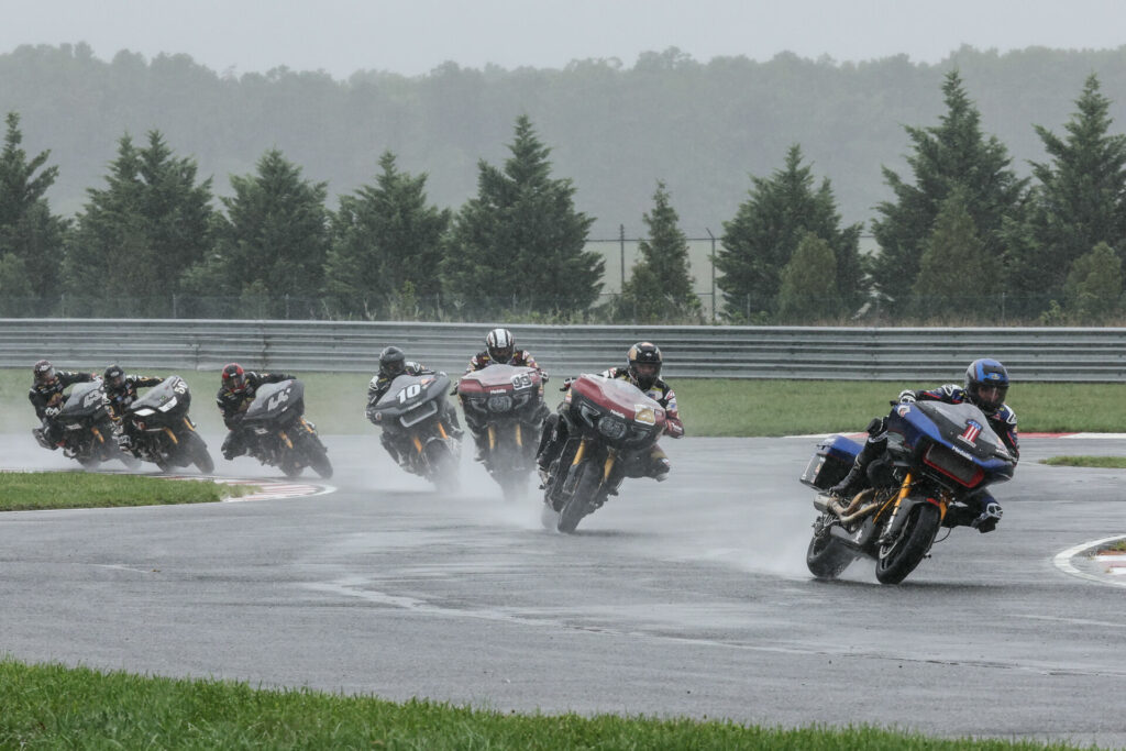 Kyle Wyman (1) won his third Mission King Of The Baggers race of the season at New Jersey Motorsports Park on Sunday, but it was Tyler O'Hara (29) who won the title. Photo by Brian J. Nelson.