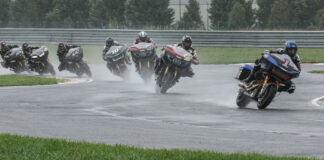 Kyle Wyman (1) won his third Mission King Of The Baggers race of the season at New Jersey Motorsports Park on Sunday, but it was Tyler O'Hara (29) who won the title. Photo by Brian J. Nelson.