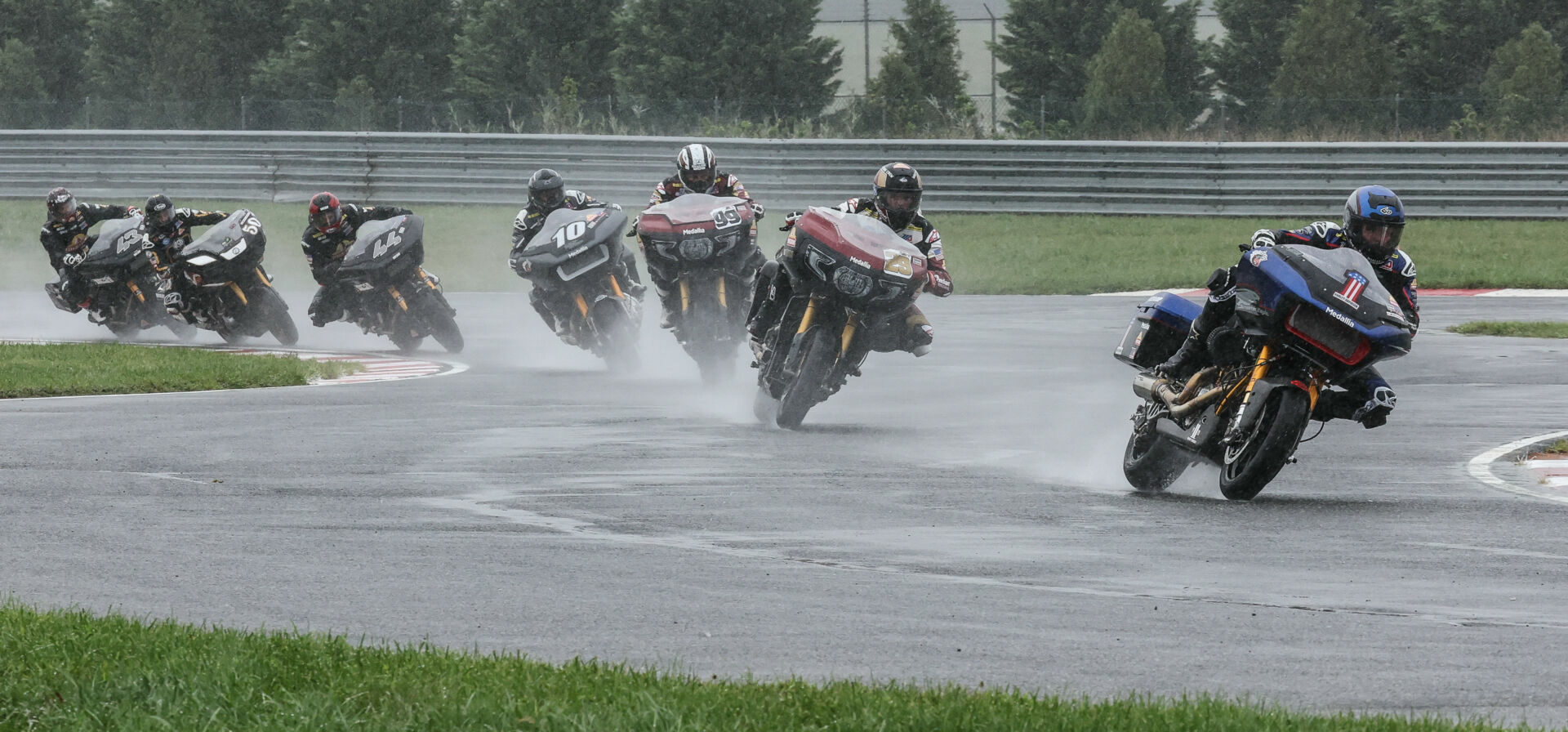 Kyle Wyman (1) won his third Mission King Of The Baggers race of the season at New Jersey Motorsports Park on Sunday, but it was Tyler O'Hara (29) who won the title. Photo by Brian J. Nelson.