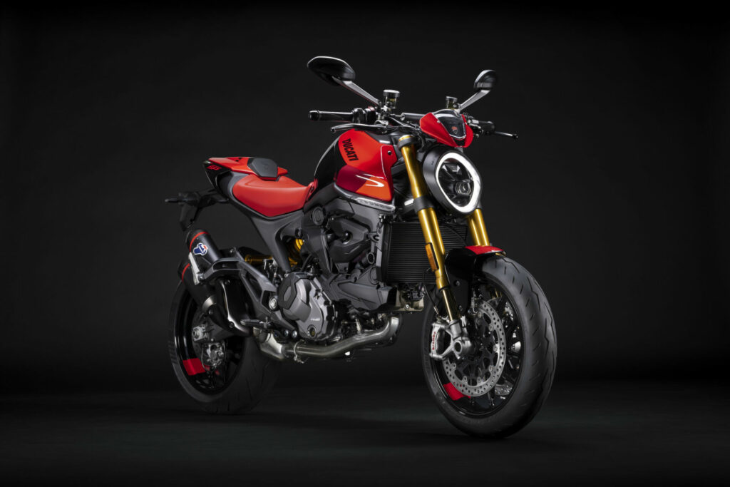 A 2023 Ducati Monster SP at rest. Photo courtesy Ducati.
