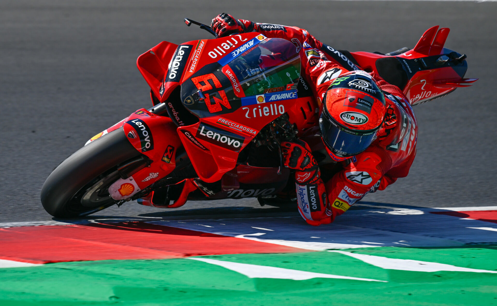 Francesco Bagnaia (63) did the best lap time during FP2 of Day One of the post-race MotoGP test at Misano. Photo courtesy Dorna.