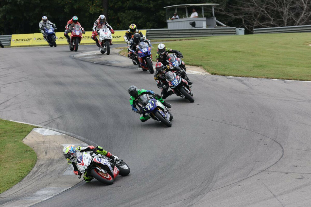 Kaleb De Keyrel (1) won the finale REV'IT! Twins Cup race of the season, but the class championship went to Blake Davis (22).  Photo by Brian J. Nelson, courtesy MotoAmerica.