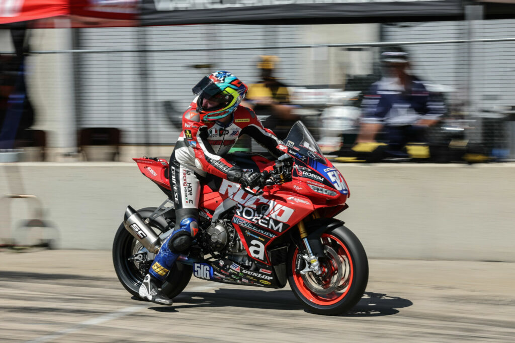 Anthony Mazziotto (516) aboard his Rodio Racing Aprilia RS 660. Photo by Brian J. Nelson, courtesy of Rodio Racing.