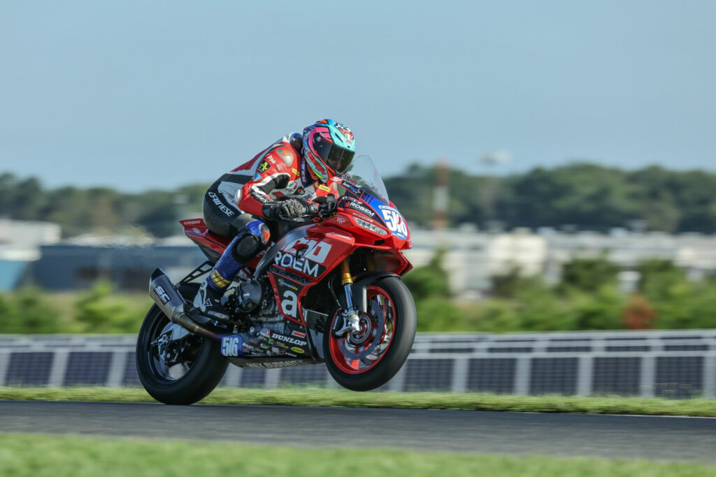 Anthony Mazziotto (516) aboard his Rodio Racing Aprilia RS 660. Photo by Brian J. Nelson, courtesy of Rodio Racing