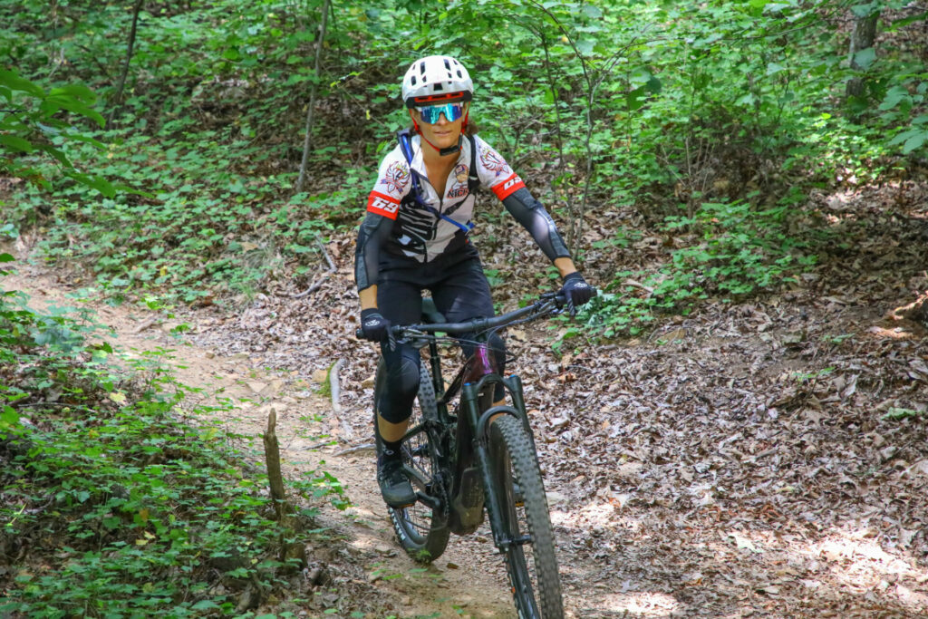Anne Roberts, a former road racer and an experienced mountain bike rider, found a lot to like about the Liv Intrigue X E+ 1 electric mountain bike. Photo by Lee Fields.
