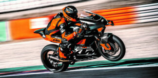 The sharpened 2023-model KTM RC 8C track day bike. Photo by Rudi Schedl, courtesy KTM.