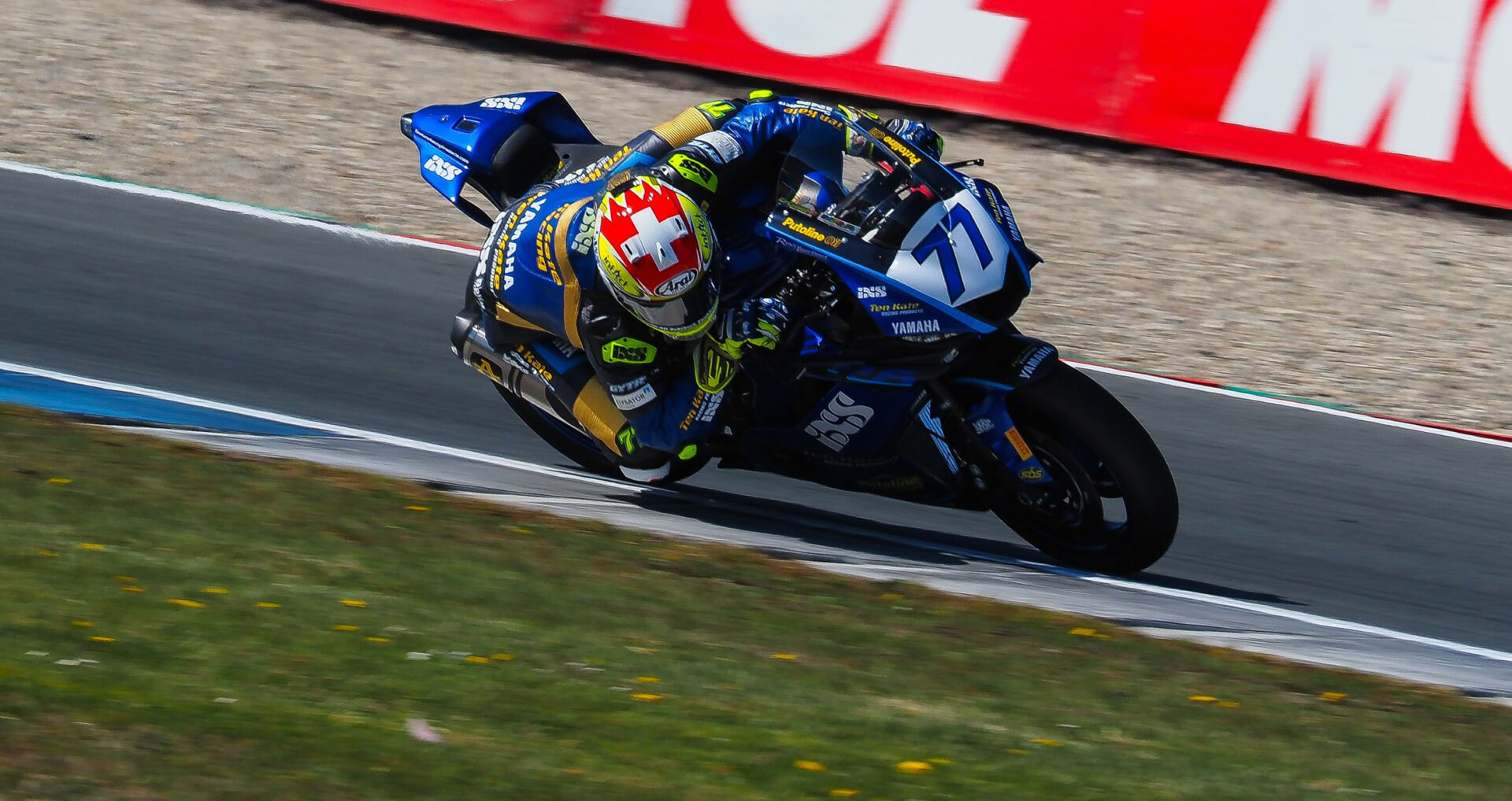 Dominique Aegerter (77), the defending Supersport World Champion and current point leader. Photo courtesy Dorna.