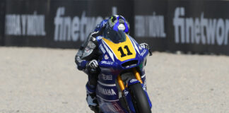 Alex Escrig (11) won the Moto2 European Championship race Sunday at Valencia. Photo courtesy Dorna.