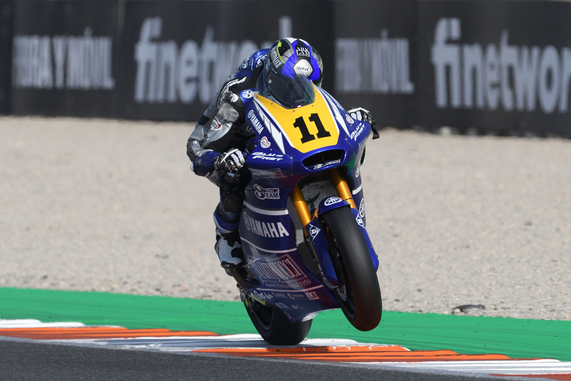 Alex Escrig (11) won the Moto2 European Championship race Sunday at Valencia. Photo courtesy Dorna.