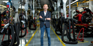 Ducati CEO Claudio Domenicali on the Ducati factory floor. Photo courtesy Ducati.