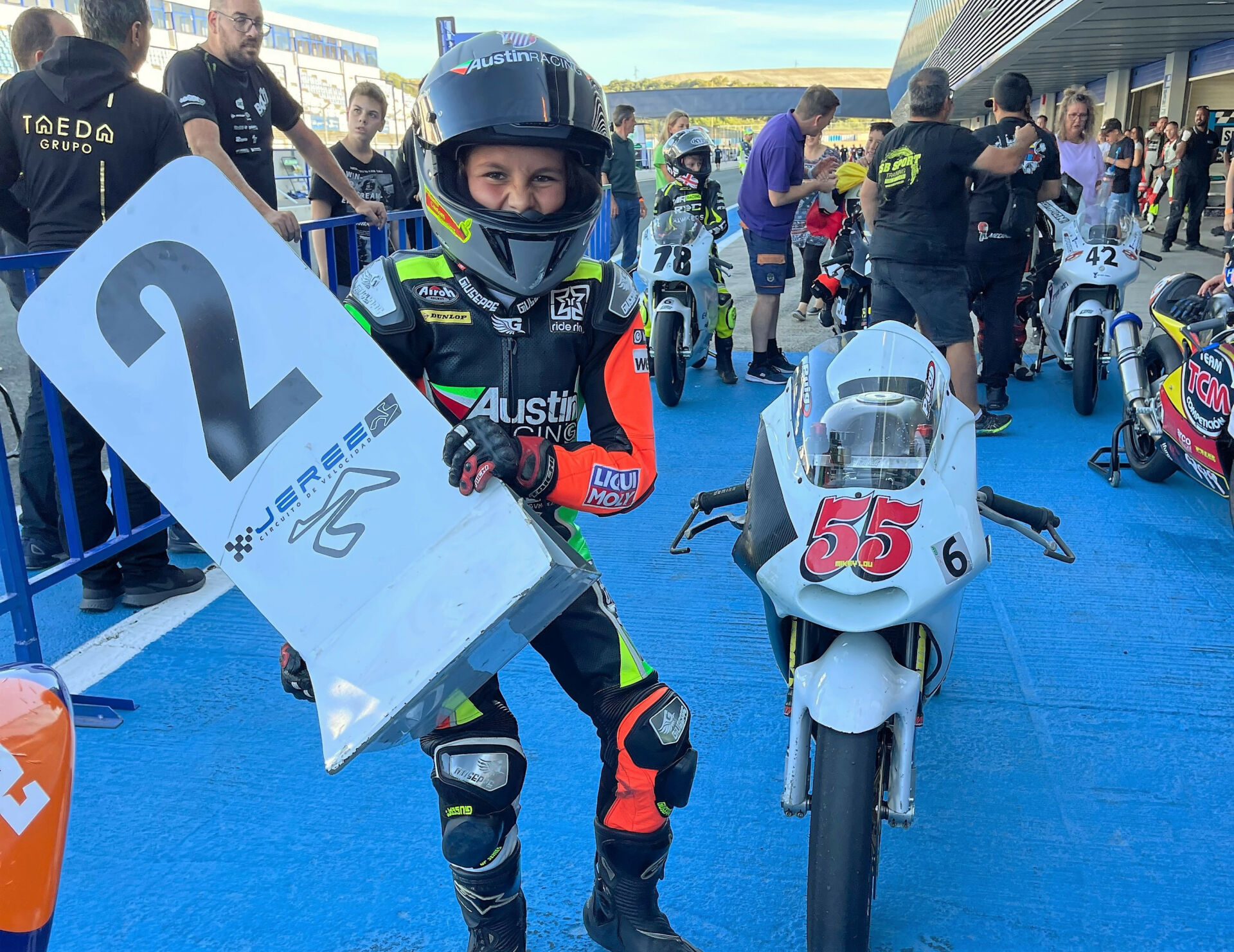 American Mikey Lou Sanchez in parc ferme at Jerez. Photo courtesy Sanchez Racing.