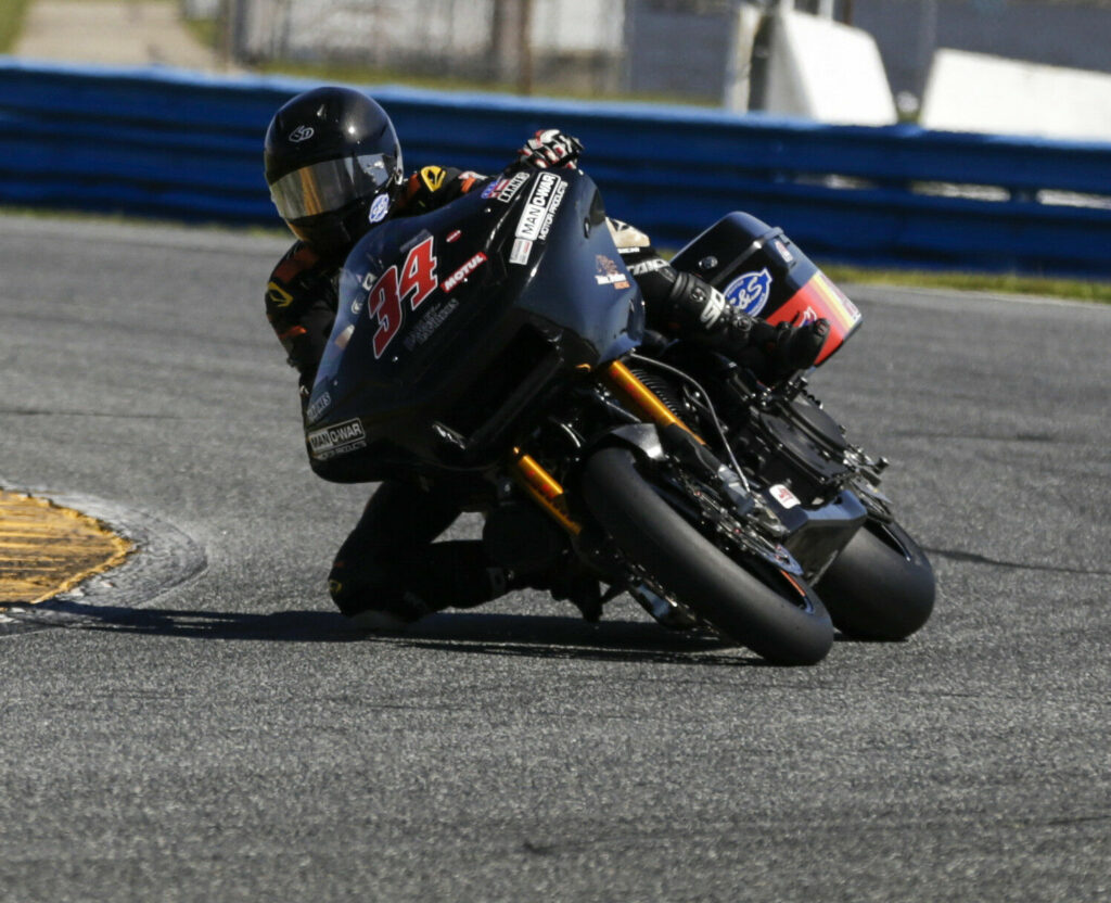 Michael Barnes (34) on his Daytona Harley-Davidson/Hoban Brothers Racing Road Glide during the BRL event at Daytona International Speedway. Photo courtesy BRL.