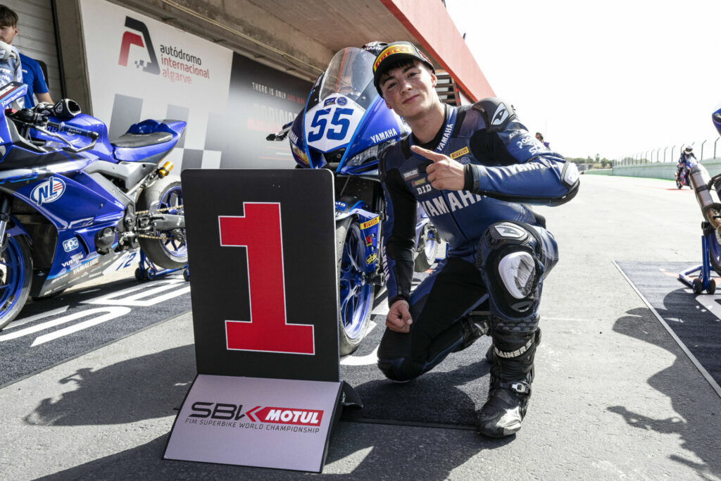 Unai Calatayud in Parc Ferme in Portugal. Photo courtesy Yamaha.