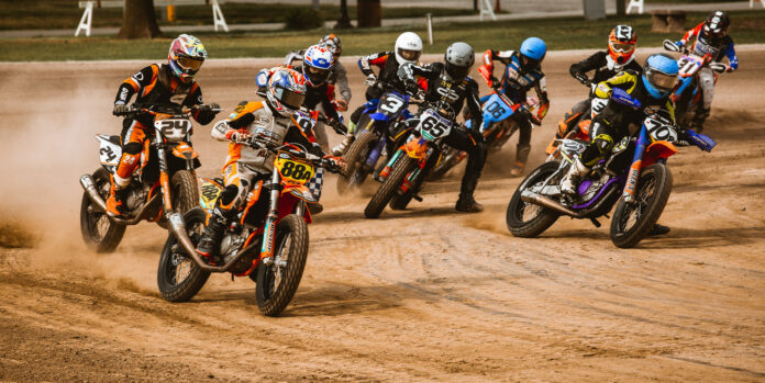 Action from the 2022 AMA Flat Track Grand Championship. Photo by Annaleice Birdsong, courtesy AMA.