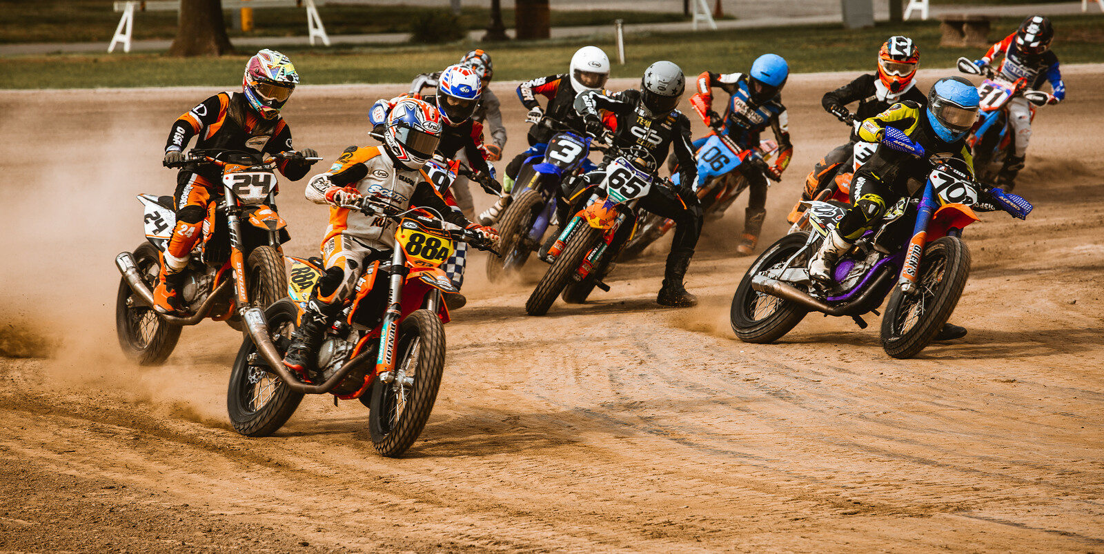 Action from the 2022 AMA Flat Track Grand Championship. Photo by Annaleice Birdsong, courtesy AMA.