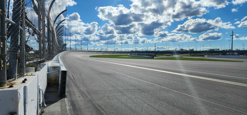 The view from the back straightaway of Daytona International Speedway as of October 1, 2022. Photo courtesy CJ Cohen.