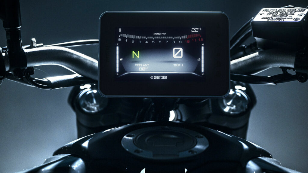 The new TFT display on the 2023 MT-07. Photo courtesy Yamaha Motor Corp., U.S.A.