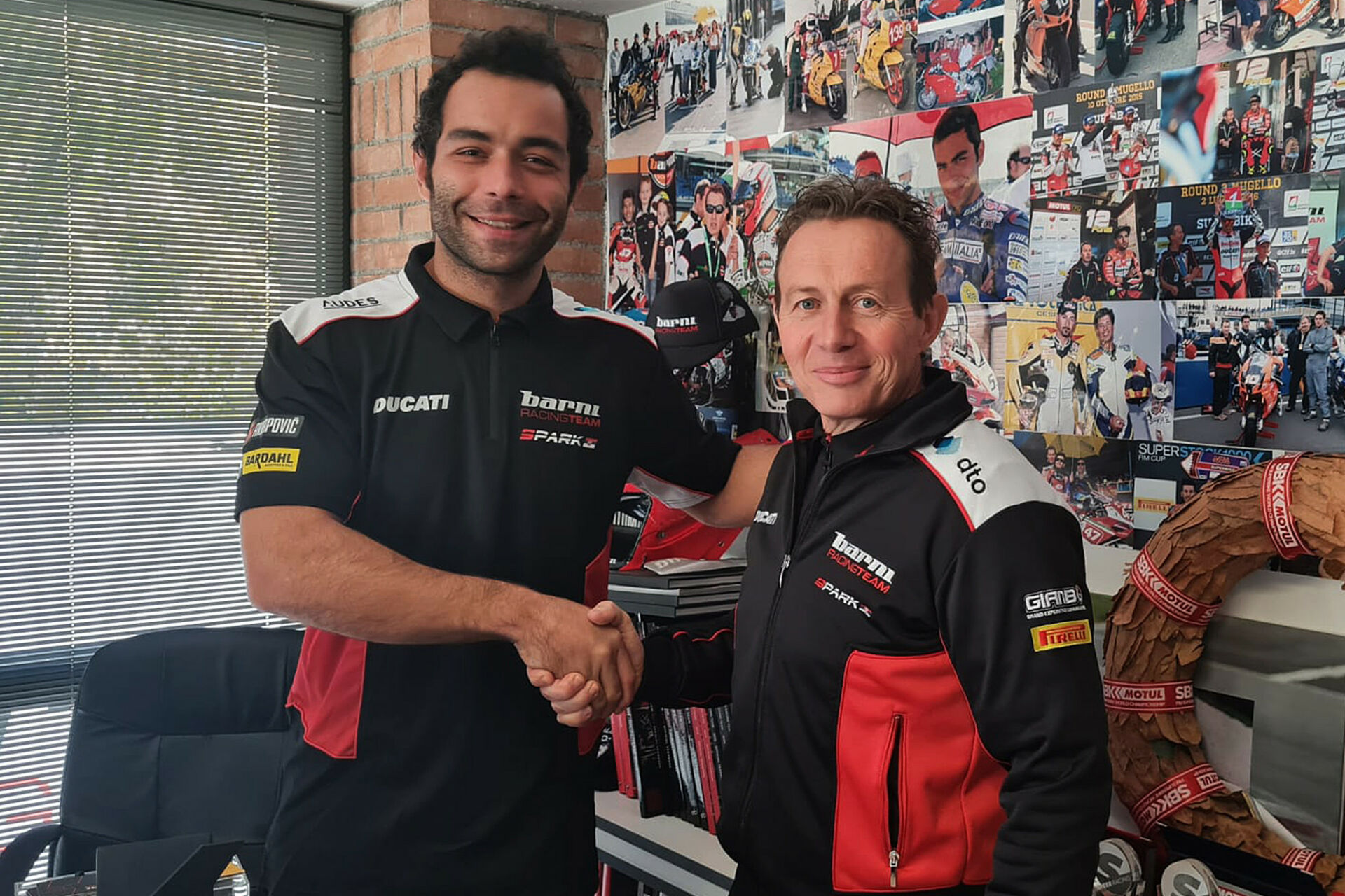 Danilo Petrucci (left) with Barni Spark Racing Team Principal Marco Barnabò (right). Photo courtesy Barni Spark Racing Team.