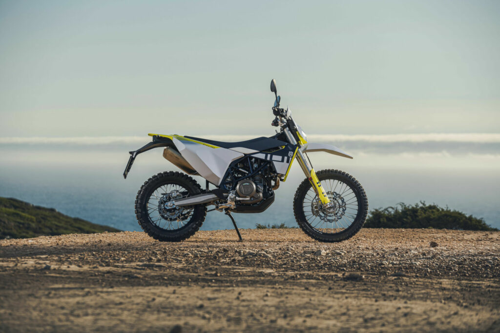 A 2023-model Husqvarna 701 Enduro at rest. Photo courtesy Husqvarna.