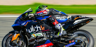 Cal Crutchlow (35) at speed on his WithU Yamaha RNF MotoGP Team YZR-M1. Photo courtesy WithU Yamaha RNF MotoGP Team.