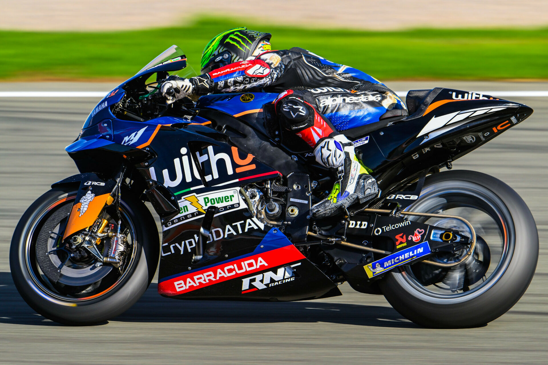 Cal Crutchlow (35) at speed on his WithU Yamaha RNF MotoGP Team YZR-M1. Photo courtesy WithU Yamaha RNF MotoGP Team.