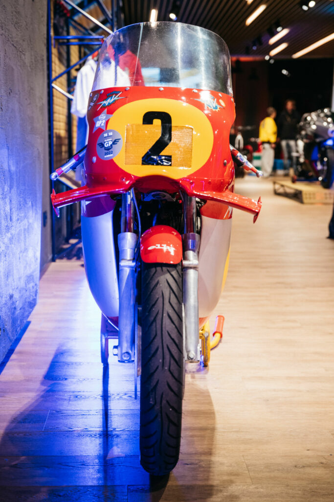 An MV Agusta Grand Prix racebike from the 1970s that used aerodynamic winglets.  Photo courtesy MV Agusta.