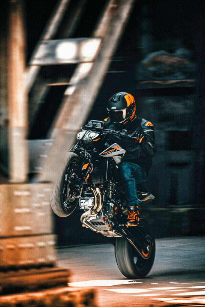 A 2023 KTM 790 Duke in action. Photo courtesy KTM North America.