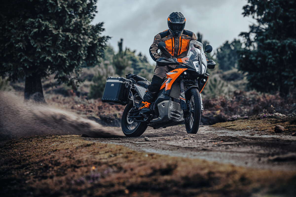 A 2023-model KTM 890 Adventure in action. Photo by Rudi Schedl, courtesy KTM.