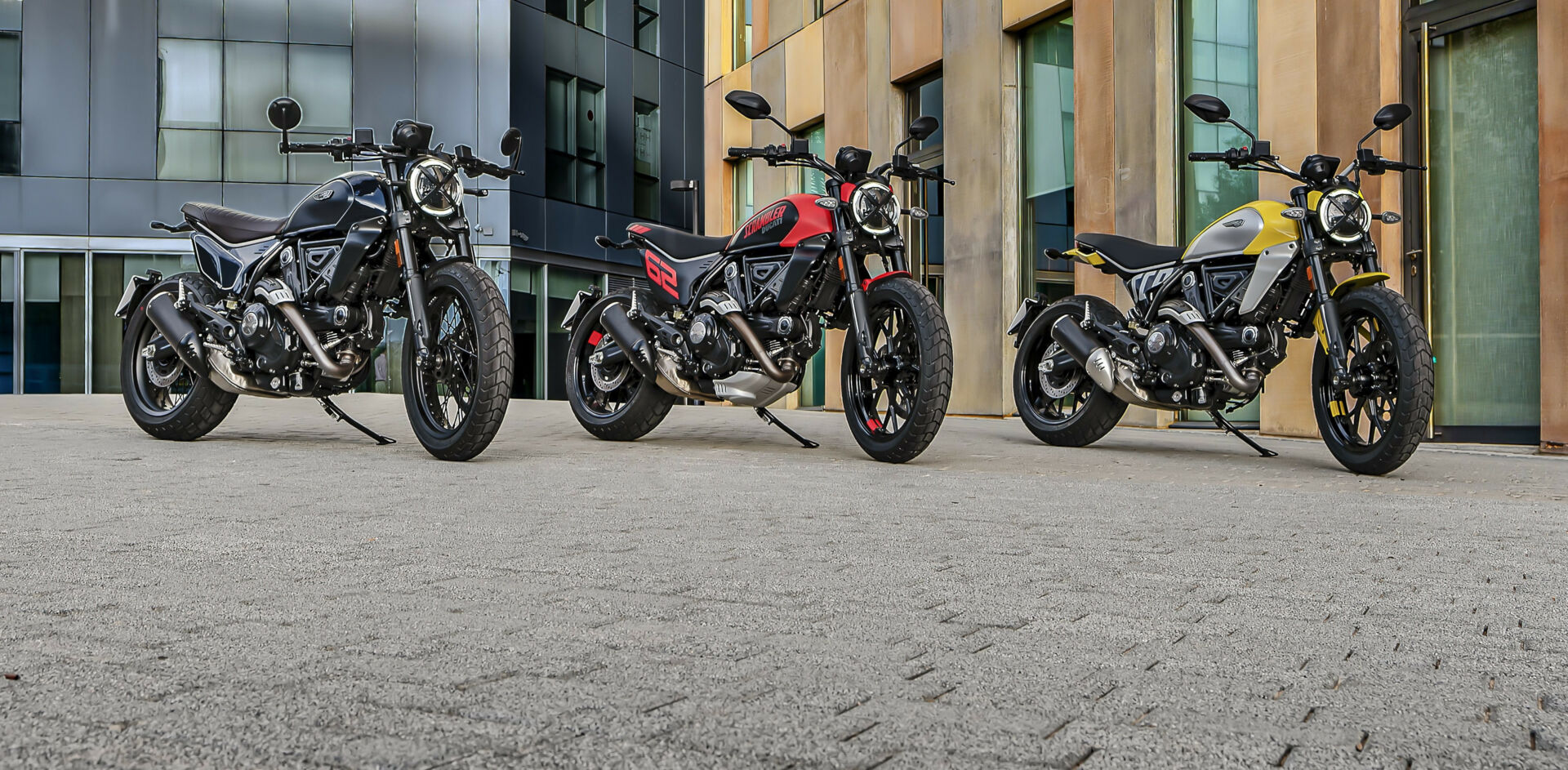 Ducati's 2023 Scrambler lineup (from left): Nightshift, Full Throttle, and Icon. Photo courtesy Ducati.
