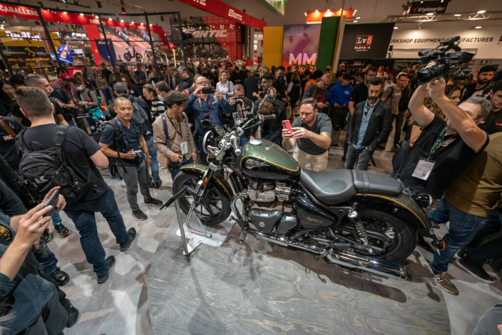 Another Royal Enfield Super Meteor 650 on display at the EICMA show. Photo courtesy Royal Enfield North America.