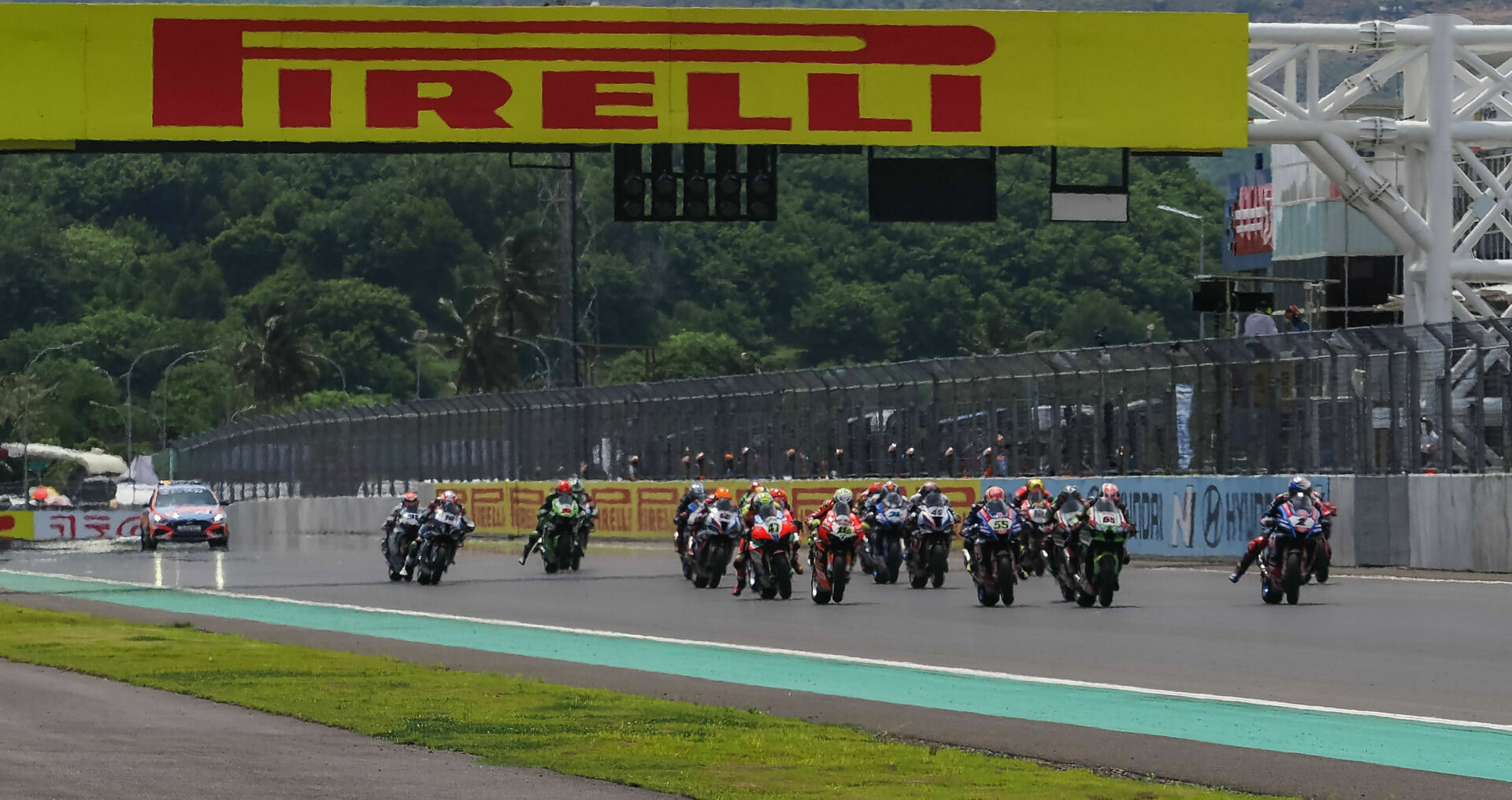 The start of World Superbike Race One. Photo courtesy Dorna.