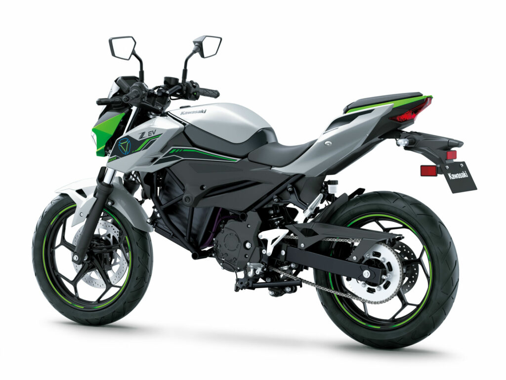 A pre-production Kawasaki BEV (Battery Electric Vehicle) Z naked sportbike. Photo courtesy Kawasaki Motors Corp., U.S.A.