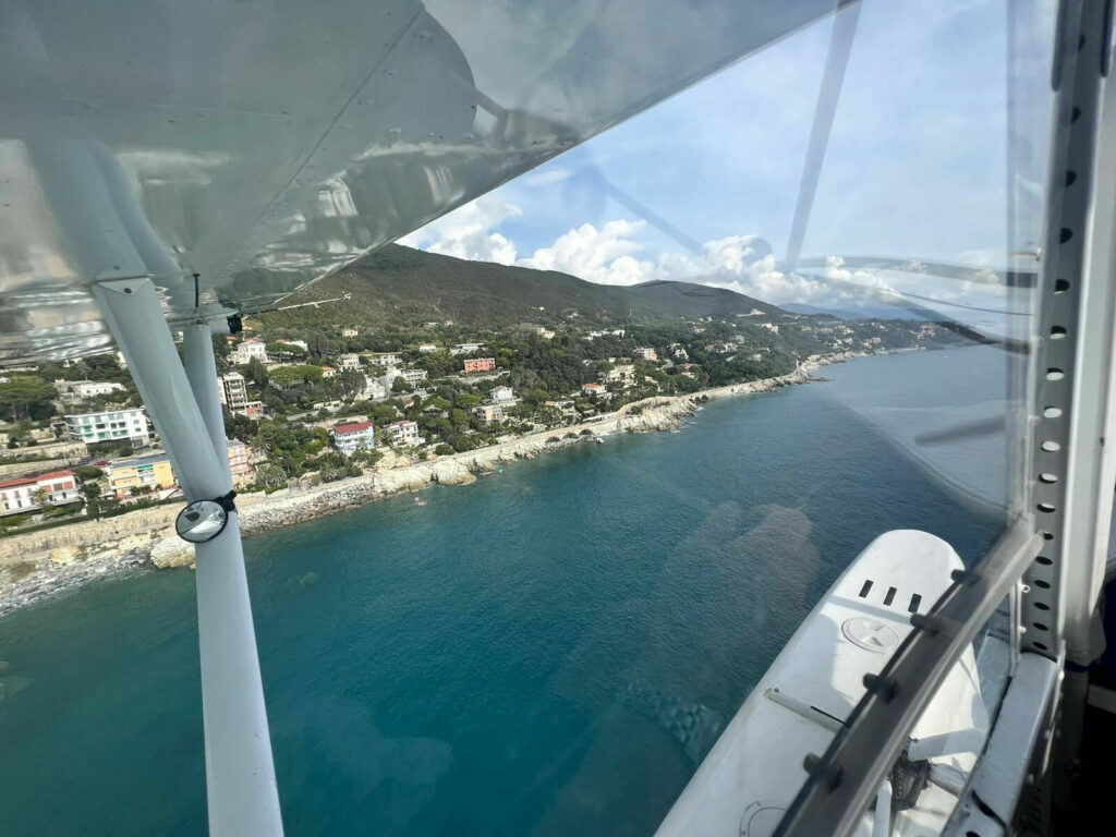 The view from a seaplane that was part of the motorcycle and air show hosted by the Giorgio Parodi Association. Photo courtesy Giorgio Parodi Association. 