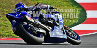 Running at the front in World Superbike requires track knowledge. On Friday, Jake Gagne was re-learning a track he had last raced on in 2018. Photo by Michael Gougis.