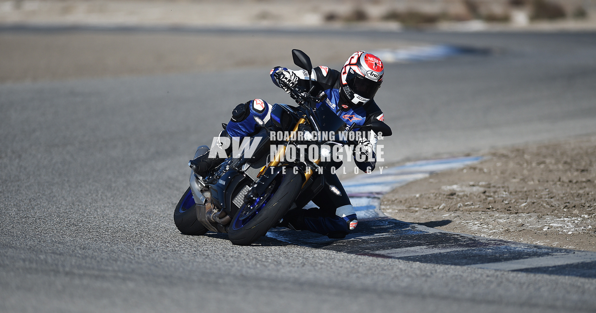 Racing Editor Chris Ulrich on the Yamaha MT-10 SP in the dry at Buttonwillow. He liked the bike's torque and overall fun factor.