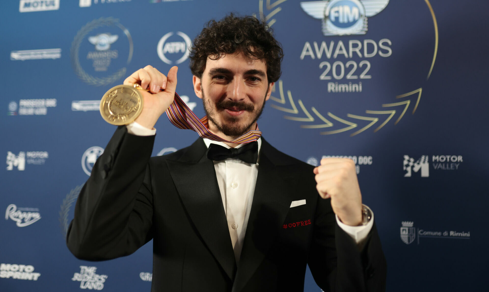 2022 FIM MotoGP World Champion Francesco Bagnaia at the FIM Awards gaga. Photo by Goodshoot, courtesy Dorna.