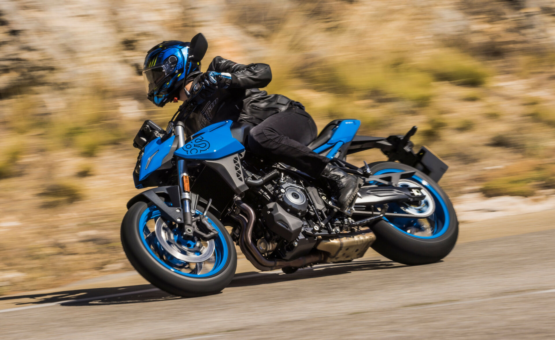 A 2023 Suzuki GSX-8S at speed. Photo courtesy Suzuki Motor USA, LLC.