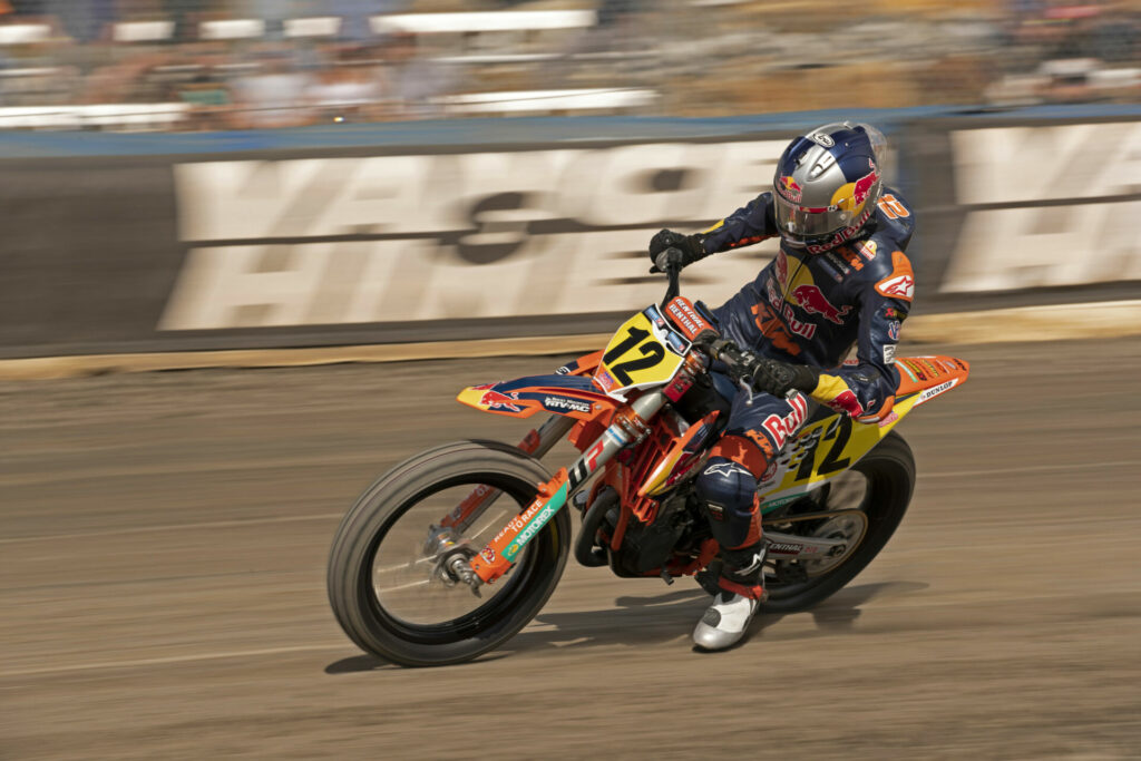 Kody Kopp (12), the son of 2000 AMA Grand National Champion Joe Kopp, won the AFT Singles race at Laconia and the 2022 AFT Singles Championship on his Red Bull KTM 450 SX-FFE. Photo by John Owens.